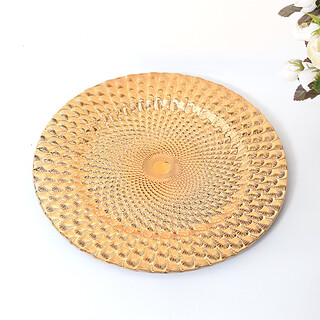 25 x Gold Charger Plate 33cm Peacock Pattern