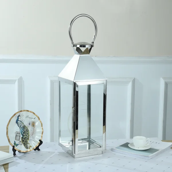 Square Stainless Steel Candle Lanterns Large 55cm Wedding Centrepieces