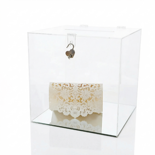 Clear Acrylic Wedding Wishing Well Silver Base Money Gift Card Box