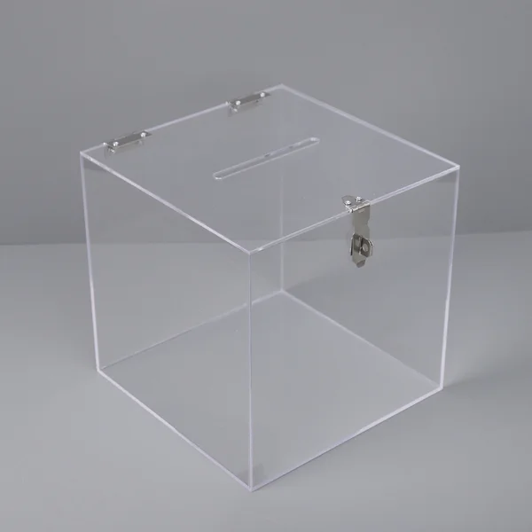 Small Clear Acrylic Wedding Wishing Well Money Gift Card Box 