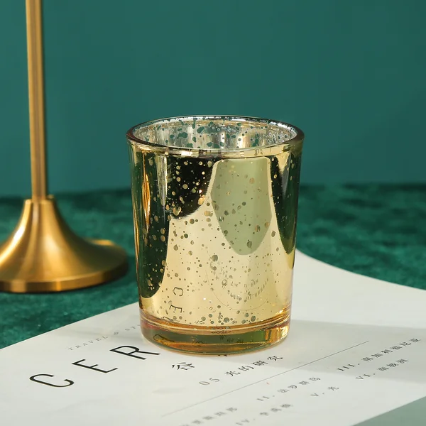 12 x Gold Mercury Glass Votive Tealight Candle Holder