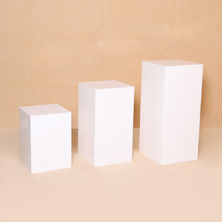 Set of 3 White Acrylic Cube Display Plinth Pedestal 