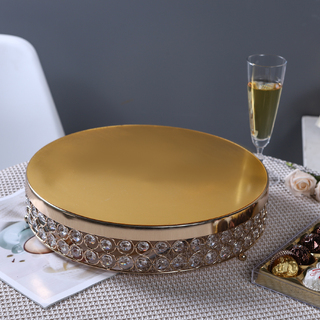 35cm Gold Crystal Beaded Metal Riser Cake Stand