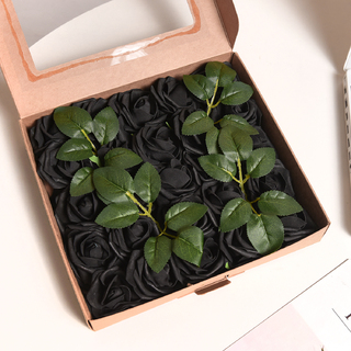 25 x Black Artificial Foam Roses 8cm 