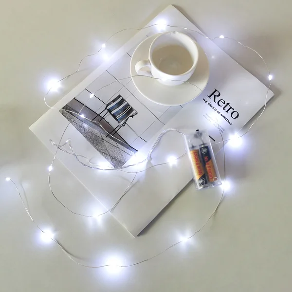 6 x 2m Cool White Wire String Battery Operated Fairy Lights 