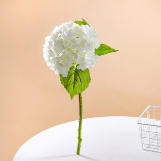 White Artificial Hydrangea Flowers Real Touch Full Bloom with 288 Petals