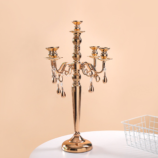5 Head Gold Wedding Metal Vintage Candelabra Candlestick Dinner Candle Holders Stand 62cm
