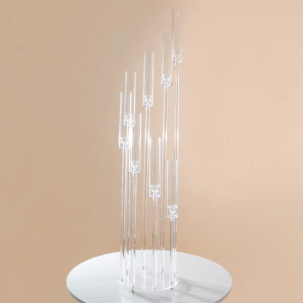 8 Head All Clear Acrylic Candelabra Candlestick Dinner Candle Holders Stand