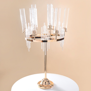 9 Heads Glass Candle Holder Gold Metal Spiral Candelabra 