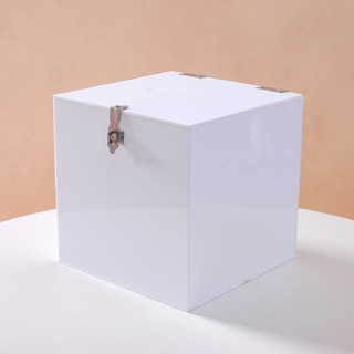 Small White Acrylic Wedding Wishing Well Money Gift Card Box