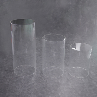 Set of 3 Round Clear Cylinder Pedestal Display Art Decor Plinths Pillars