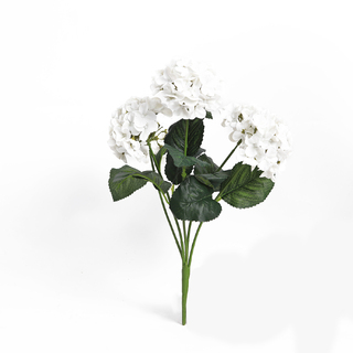 6 x Artificial Real Touch 5 Heads Hydrangea White