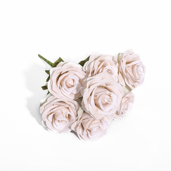 7 Heads Full Bloom Artificial Rose Bouquet Pestal Pink 44cm