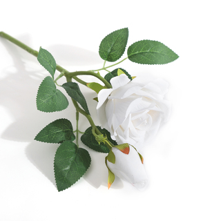 6 x Velvet Rose Bloom with Bub White 32cm