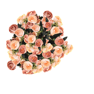 10 x Artificial Camellia Bouquet Coffee and Champagne Bulk 25cm