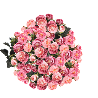 10 x Artificial Camellia Bouquet Blush and Pink Bulk 25cm