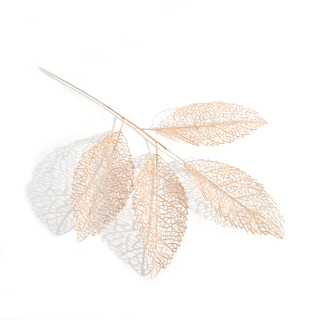 4 x Artificial Leaves Vein Spray Metallic Gold 75cm