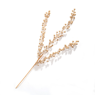 5 x Artificial Christmas Berry Stem Metallic Gold 80cm