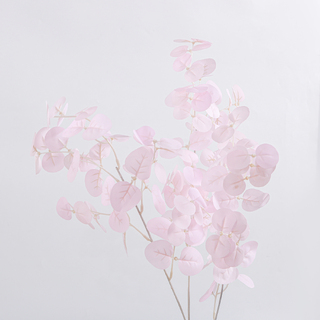 Artificial Eucalyptus Silver Dollar Stem Soft Pink 90cm