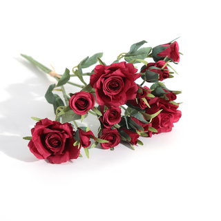 15 Heads Artificial Silk Rose Bouquet Red 40cm