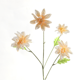 4 x Artificial Dahlia 4 Heads Spray Champagne 70cm