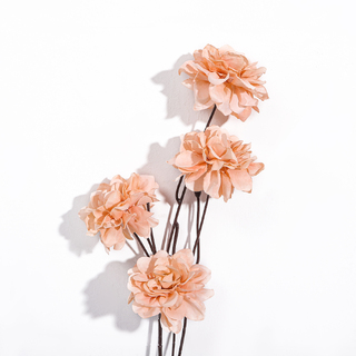 5 x Artificial 4 Heads Peony Spray Light Peach 90cm