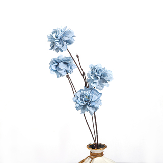 5 x Artificial 4 Heads Peony Spray Dusty Blue 90cm