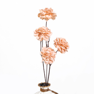 5 x Artificial 4 Heads Peony Spray Apricot Ice 90cm