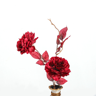 5 x Artificial Queen Peony Scarlet Red 70cm