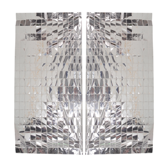 2M Rectangle Square Tinsel Foil Backdrop Curtain Silver