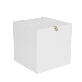 White Acrylic Wedding Wishing Well with Gold Love Heart Padlock