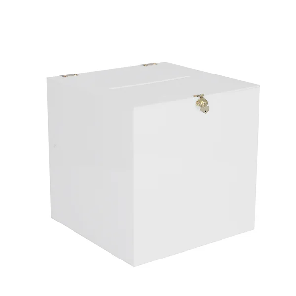 White Acrylic Wedding Wishing Well with Gold Love Heart Padlock
