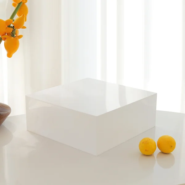 White Acrylic Cube Table Riser 40x40x20cm