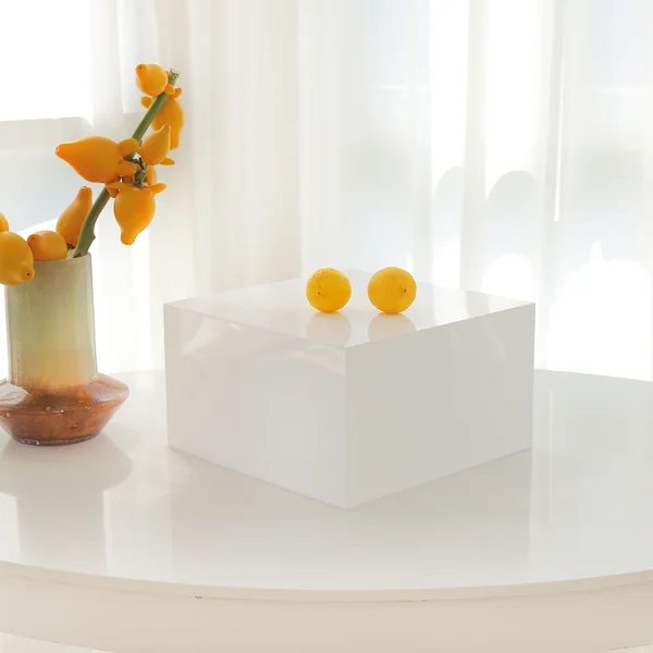 White Acrylic Cube Table Riser 35x35x20cm