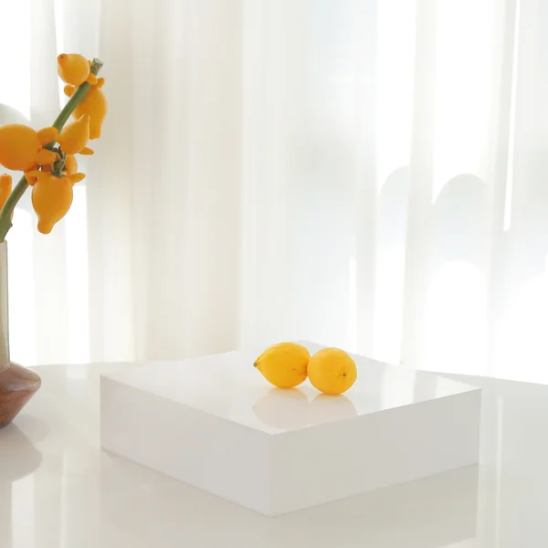 White Acrylic Cube Table Riser 35x35x10cm