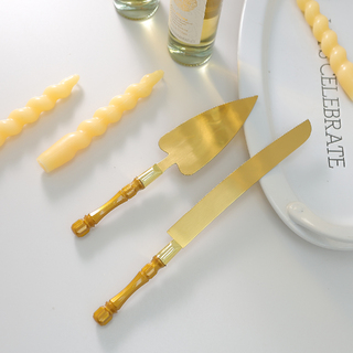 Gold Cake Server Knife Set