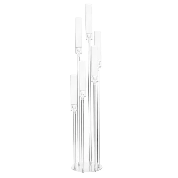 6 Head All Clear Acrylic Candelabra Candlestick Dinner Candle Holders Stand