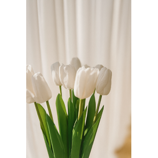 10 x Artificial White Tulip Real Touch 48cm
