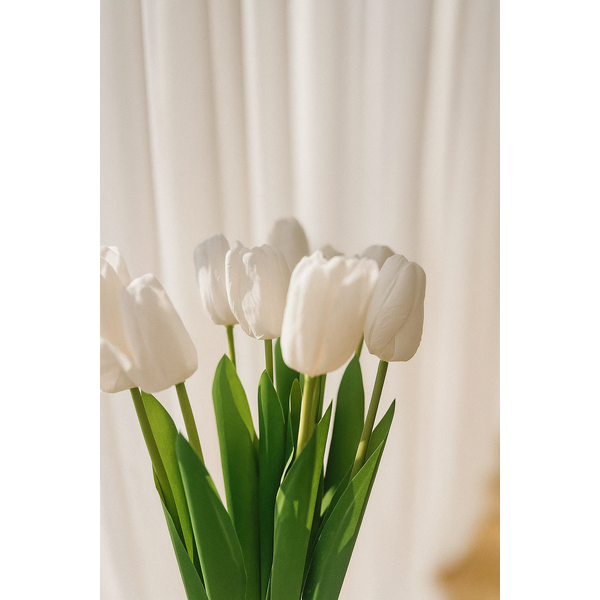 10 x Artificial White Tulip Real Touch 48cm