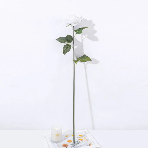 Real Touch Rose Full Bloom White 75cm