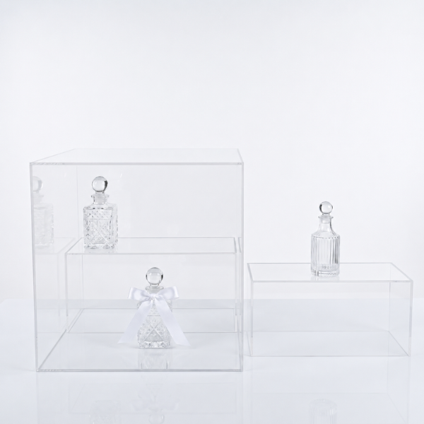 Set of 3 Clear Acrylic Table Riser H30cm/14cm/14cm