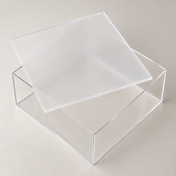 Acrylic Square Christening Gift Box Frosted Lid 38cm x 38cm x 18cm