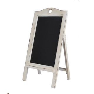 Rustic White Wooden Vintage Chalkboard with White Heart Easel Rack Blackboard 