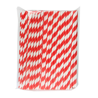 100 x Red and White Stripe Paper Drinking Straw Wedding Party Supplies 