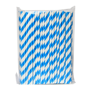 100 x Blue and White Stripe Paper Drinking Straw Wedding Party Supplies 