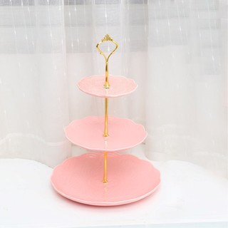 3 Tier Pink Round Ceramic Cupcake Stand 