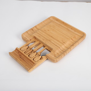 5 Pcs Wooden Cheese Board & Knife Set Serving Cutting Chopping Boards & Knives