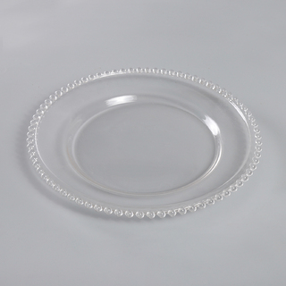 4 x Clear Glass Charger Plate Beaded Clear