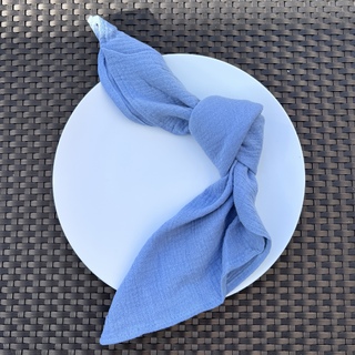 10 x Cotton Crepe Gauze Napkin Dusty Blue 50cm