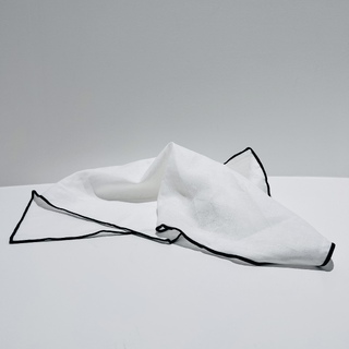 10 x Cotton Linen Napkin White Contrast With Black Trim 50cm